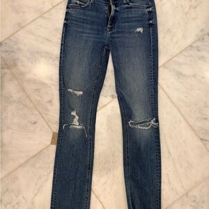 MOTHER Midnight Blue Ripped Skinny Jeans